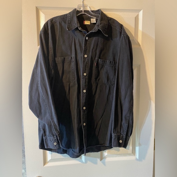 Vintage Levi's Red Tab Denim Shirt Mens Size Large Button Up Black - Picture 1 of 4